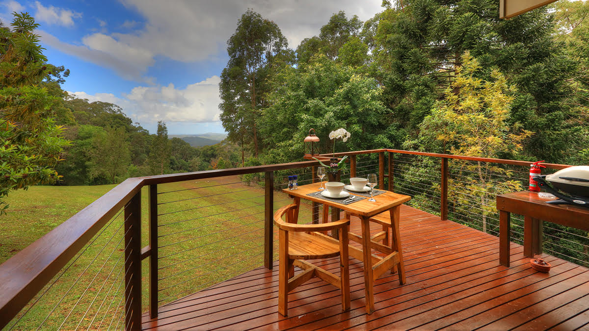 Montville accommodation balcony with garden outlook